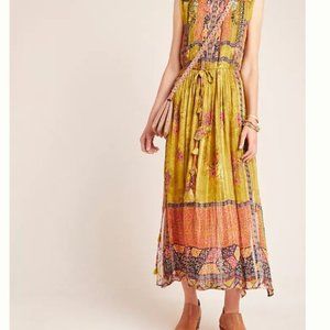 BHANUNI BY JYOTI - Citron Embroidered Maxi Dress - SMALL (NWT)